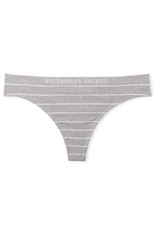 Серый в полоску с принтом - Бесшовные трусы-стринги Victoria's Secret (K24697) | €12