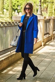 Sosandar Blue Faux Wool Blend Coat (K24803) | 153 €