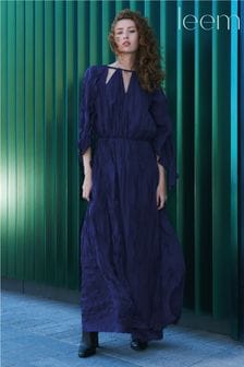 leem Purple Cut-Out Plissé Dress (K24858) | €117