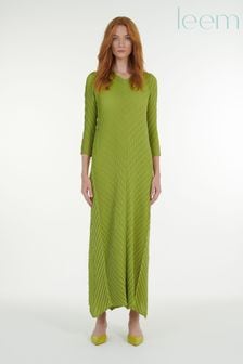 leem Green Herringbone Plissé Dress (K24874) | €79