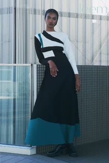 leem Black Panelled Jacquard Knitted Skirt (K24888) | €38