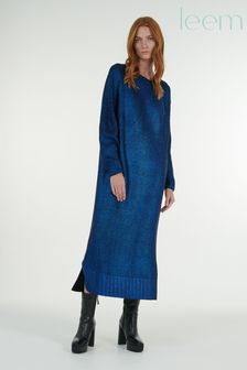 leem Blue Metallic Foil Printed Dress (K24909) | $254