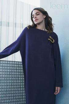 leem Purple Gathered Appliqué Knitted Dress (K24913) | €71