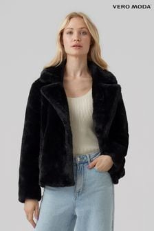 VERO MODA Black Faux Fur Coat (K24961) | €36
