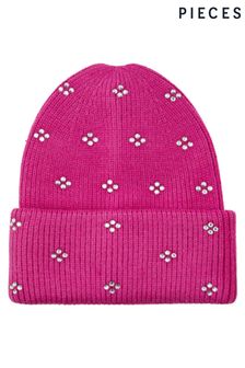 Pink mit Strass - Pieces Weiche kuschelige Mütze (K24972) | 19 €