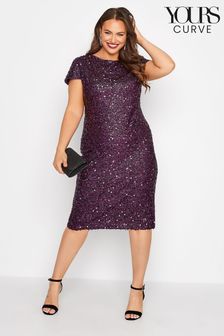 Yours Curve Purple London Party Sequin Shift Dress (K25053) | €32