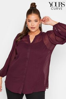 Yours Curve Purple London Dobby Bellow Sleeve Blouse (K25288) | OMR17