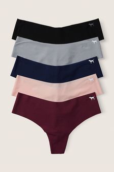 Victoria's Secret PINK Black/Grey/Pink/Blue Thong Smooth No Show Knickers Multipack (K25607) | €39
