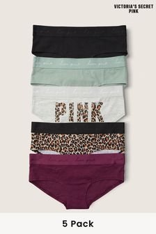 Victoria's Secret PINK Black/Grey/Green Logo Print Hipster Knickers Multipack (K25635) | €37