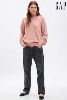Różowy - Gap kaszmirowy sweter z długim rękawem i półgolfem (K25693) | 315 zł