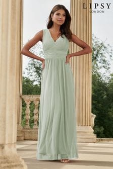 Lipsy Green Empire Sleeveless Bridesmaid Maxi Dress (K25814) | DKK696