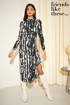 Friends Like These sukienka midi z dżerseju z długim rękawem i efektem tie-dye (K25842) | 112 zł