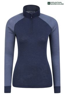 Mountain Warehouse Navy Blue Merino Zip Neck Thermal Top - Womens (K26244) | €59