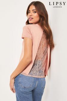 Lipsy Rose Pink Lace Back Knitted Jumper (K26427) | €23