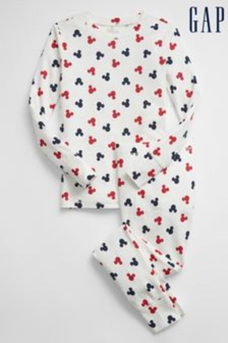 Pijama din bumbac organic Gap Disney Mickey Mouse maro (K27251) | 203 LEI