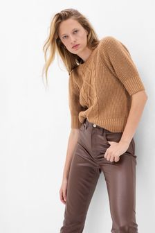 Gap Brown Cable-Knit Puff Sleeve Jumper (K27296) | €19.50