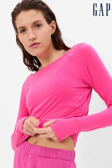 Gap Neon Pink Long Sleeve Boat Neck Breathable Thumb Hole T-Shirt (K27588) | €22