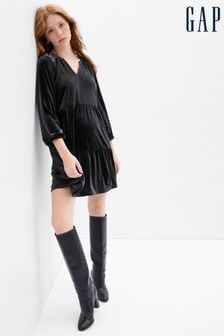 Gap Black Velvet Tiered Mini Dress (K27648) | €23