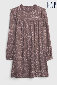 Gap Brown Long Sleeve Ruffle Round Neck Dress (K27869) | €13.50