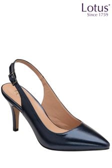 Lotus Footwear Blue Sling Back Pearlized Patent Court Shoe (K28088) | €37