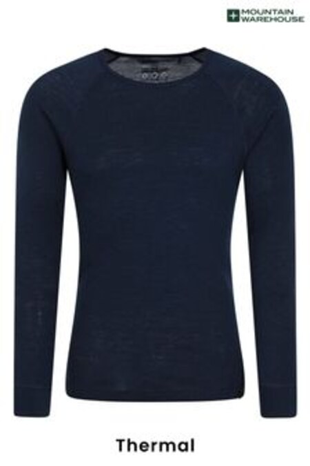 Azul - Top térmico de lana de merino con manga larga de Mountain Warehouse - Hombre (K28135) | 49 €