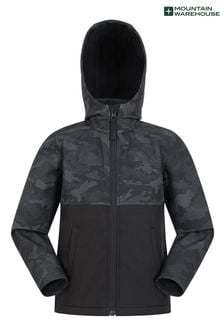 Mountain Warehouse Black Camo Exodus Water Resistant Softshell Jacket - Kids (K28519) | €33