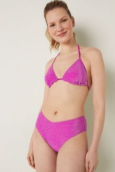Victoria's Secret PINK Dahlia Magenta Pink Brazilian Shimmer High Waist Cheeky Bikini Bottom (K28586) | €22.50