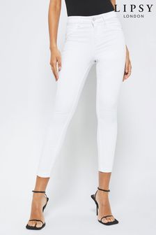 Białe obcisłe o skróconym kroju - Obcisłe jeansy Lipsy ze średnim stanem (K28856) | 124 zł
