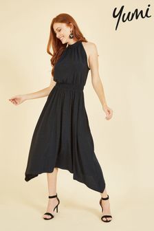 Блестящее платье Миди Бретель через шею горловиной с Yumi платком (K28975) | €38