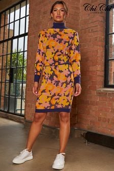Chi Chi London Yellow & Purple Abstract Floral Midi Skirt (K29104) | 155 zł