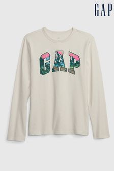 Gap Neutral/Natural Organic Cotton Logo Long Sleeve T-Shirt (K29753) | €5.50