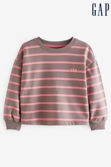 Gap Pink and Brown Stripe Logo Crew Neck Sweatshirt (K29845) | €11.50