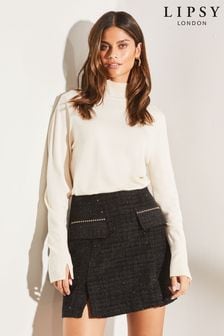 Lipsy Black Boucle Stud Mini Skirt (K29944) | €15.50