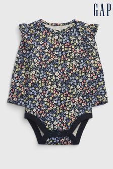 Gap Blue Floral Floral Ruffle Long Sleeve Baby Bodysuit (K30564) | 12 €