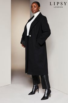 Lipsy Black Curve Single Button Long Tailored Coat (K30740) | Kč2,880