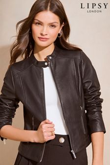 Lipsy Black Collarless Leather Jacket (K30897) | 251 €