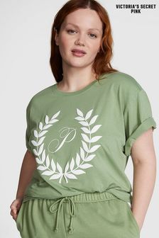 Зеленый с принтом Wild Grass - Свободная футболка с короткими рукавами Victoria's Secret Pink (K30950) | €33