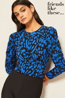 Friends Like These Blue Volume Sleeve Empire Top (K31037) | €9