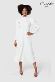 Closet Cream Puff Sleeve Dress (K31131) | €53