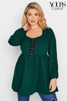 Yours Curve Green Limited Hook And Eye Sweetheart Neckline Top (K31373) | 19 €