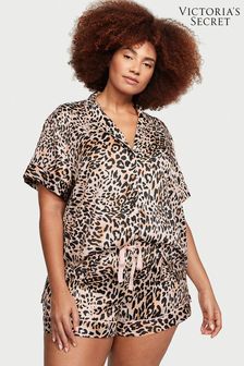 Victoria's Secret Wavy Leopard Brown Satin Short Pyjamas (K31632) | €75