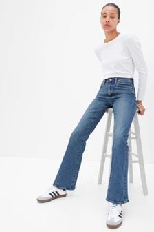 Mid Blue - Gap 70s Flare High Waisted Stretch Jeans (K31834) | kr920