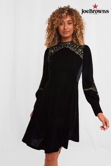 Joe Browns Black Luna Embroidered Velvet Dress (K31948) | €119