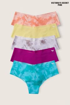 Victoria's Secret PINK Blue/Purple/Yellow/Orange Tie Dye Cheeky Smooth No Show Knickers Multipack (K32288) | €13.50