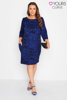 Yours Curve Blue London Knitted Jacquard Animal Pocket Dress (K32703) | €21.50