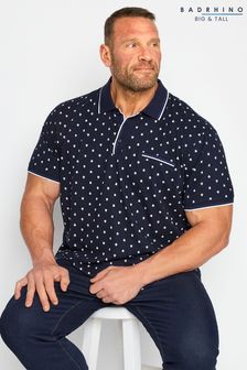 Blau - Badrhino Big & Tall Paisley Polo-Shirt mit Print und Zierstreifen (K33109) | 31 €