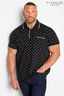 Schwarz - Badrhino Big & Tall Paisley Polo-Shirt mit Print und Zierstreifen (K33111) | 31 €