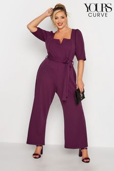 Yours Curve Purple London Notch Neck Jumpsuit (K33134) | €23