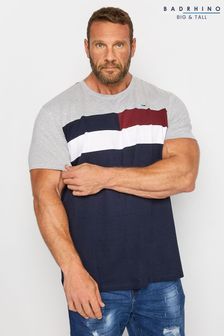 BadRhino Big & Tall Blue Chest Cut & Sew Stripe T-Shirt (K33399) | €18