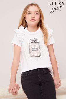 Lipsy White Ruffle Graphic T-Shirt (K34018) | INR 1,544 - INR 2,205